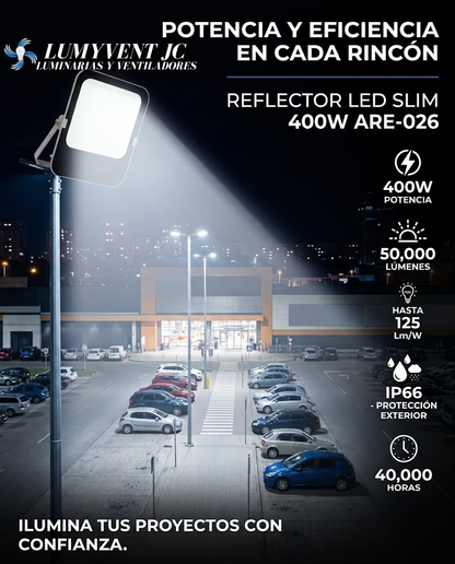 ARE-026 REFLECTOR LED SMD CUADRADO SLIM 400W BLANCO FRÍO - LumyventJC