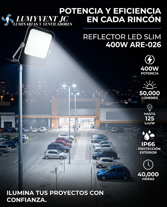 ARE-026 REFLECTOR LED SMD CUADRADO SLIM 400W BLANCO FRÍO - LumyventJC