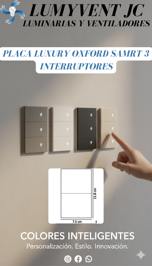 PLACA SMART LUXURY APAGADOR DE 3 INTERRUPTORES
