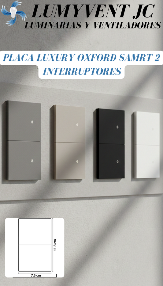 PLACA OXFORD SMART LUXURY 2 INTERRUPTORES