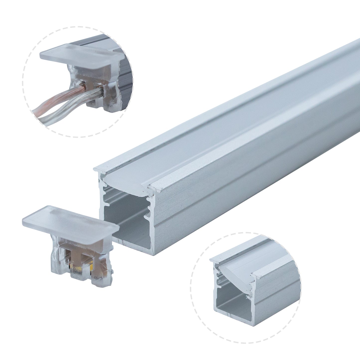 PLMX-250-1010-AL Kit de perfil lineal miniatura para muebles con cubierta ajustable