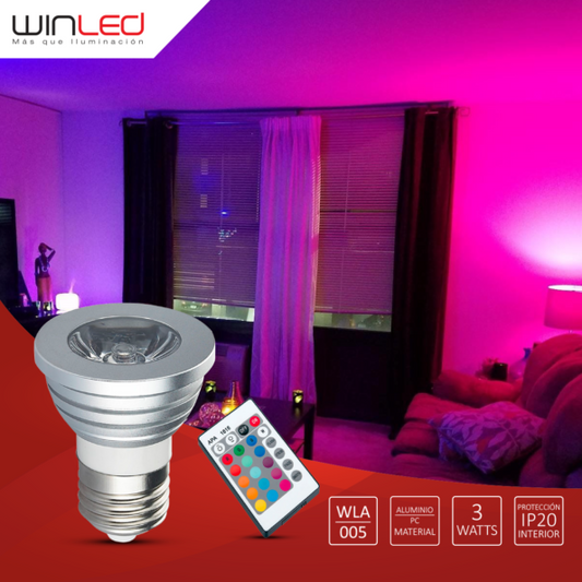 LÁMPARA LED SPOT E26 RGB 3W