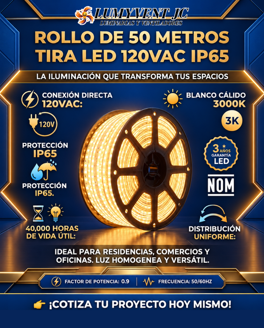 MRX1298 TIRA LED BLANCO CALIDO 120VAC IP65