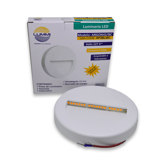Luminario LED de pared redondo blanco | luz blanca (RP3BL/BC)