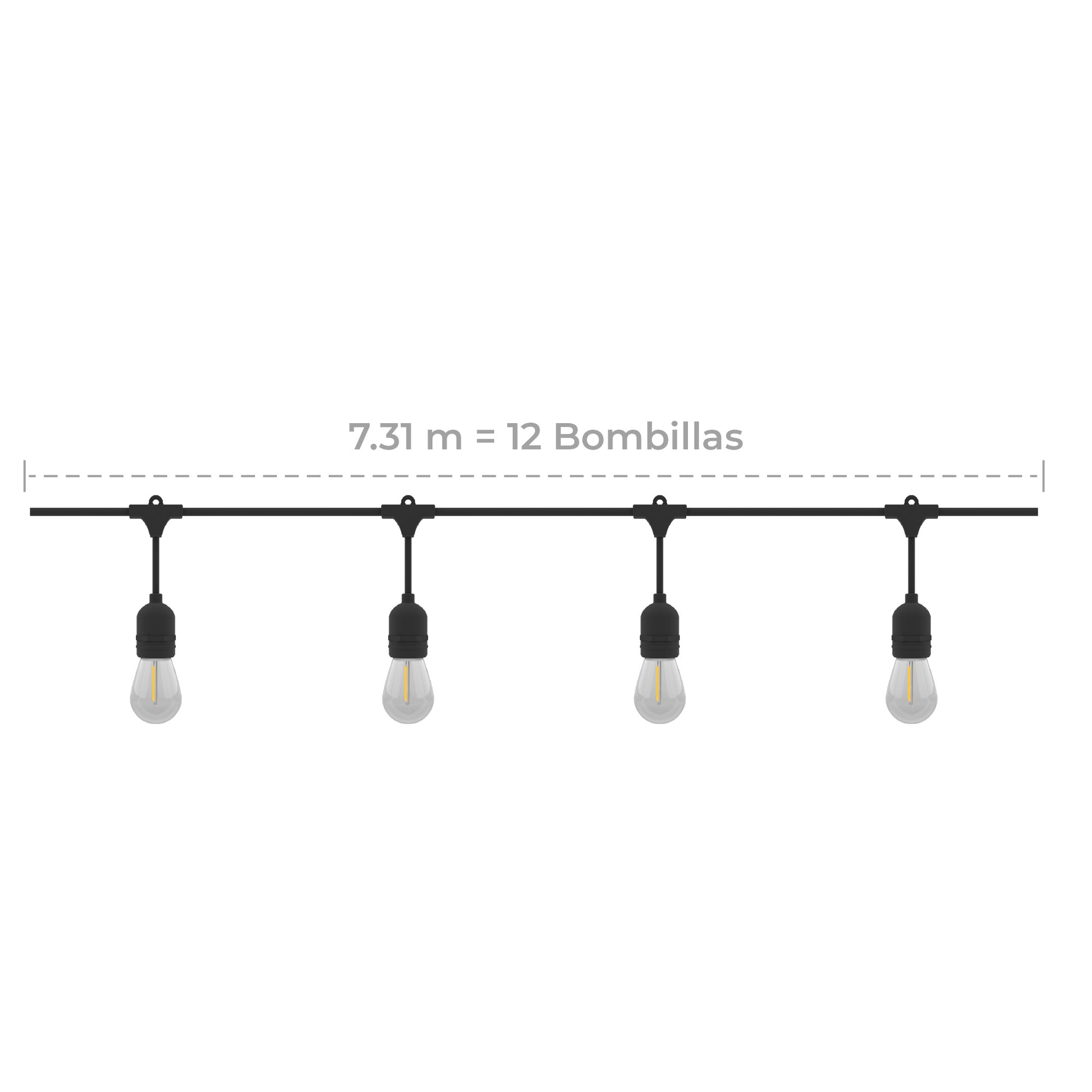 SER-IP65-E27-12W-LEDS14 Serie LED decorativa uso exterior, 12 bombillas base E27 - LumyventJC