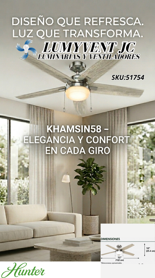 51754 Ventilador de Techo Khamsin con Luz LED 52 pulgadas - LumyventJC