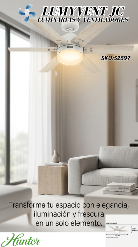 52597 Ventilador de Techo Spokane con Luz LED 40 pulgadas - LumyventJC