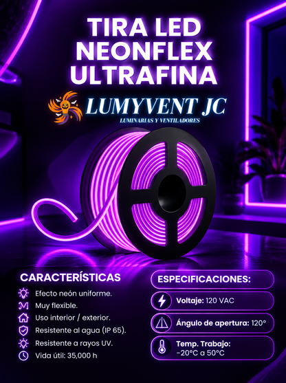 MRX1333 ROLLO 50M TIRA LED NEONFLEX ULTRAFINA PURPURA 127V/C-10CM