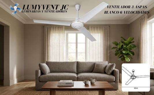 AVE-101 VENTILADOR 3 ASPAS BLANCO 6 VELOCIDADES - LumyventJC