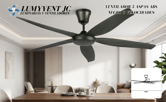 AVE-201 VENTILADOR 5 ASPAS ABS NEGRO 6 VELOCIDADES - LumyventJC
