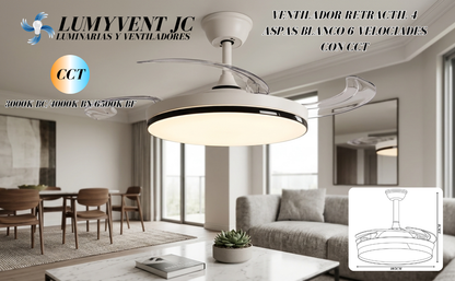 AVE-401 VENTILADOR RETRACTIL 4 ASPAS BLANCO 6 VELOCIADES CON CCT - LumyventJC