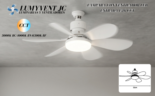 WLV-101 LÁMPARA CON VENTILADOR LED ENTRADA E26 CCT - LumyventJC