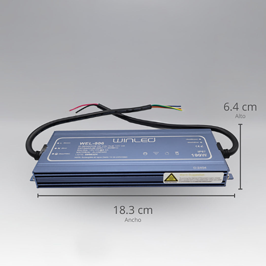WEL-006 ELIMINADOR DE VOLTAJE CD12V 100W ALUMINIO RESISTENTE