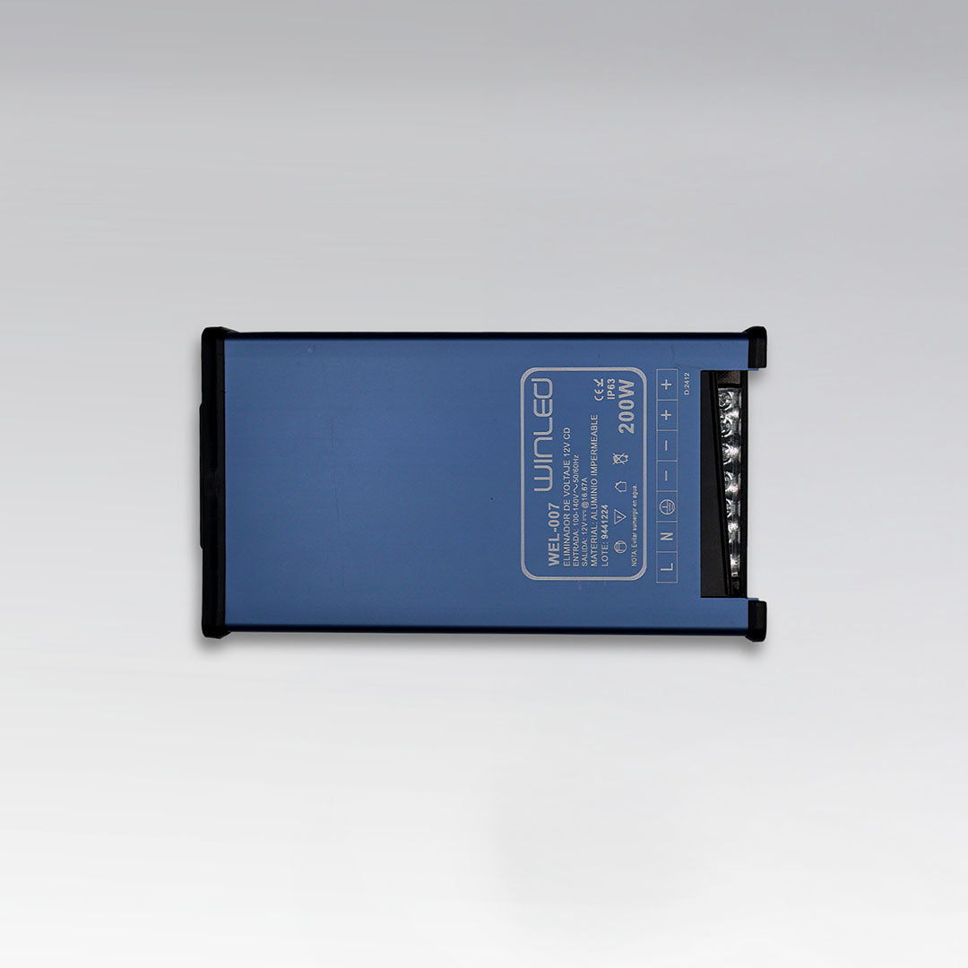 WEL-007 ELIMINADOR DE VOLTAJE CD12V 200W ALUMINIO IMPERMEABLE