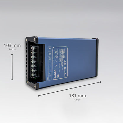 WEL-007 ELIMINADOR DE VOLTAJE CD12V 200W ALUMINIO IMPERMEABLE
