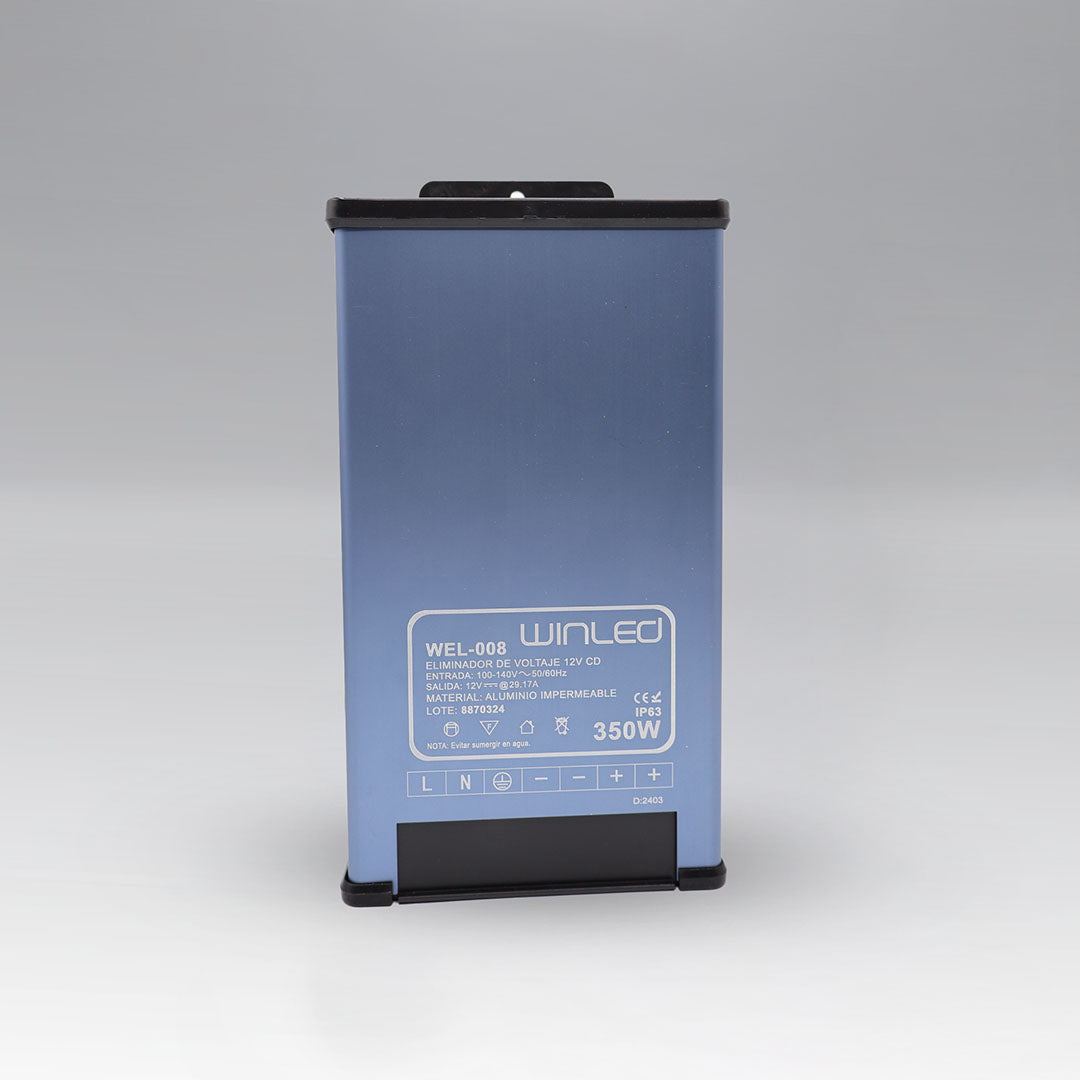 WEL-008 ELIMINADOR DE VOLTAJE CD12V 350W ALUMINIO IMPERMEABLE