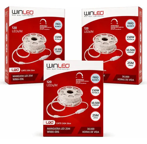 WMA-006-3 3CAJAS DE MANGUERA LED 150W 25M BLANCO FRIO