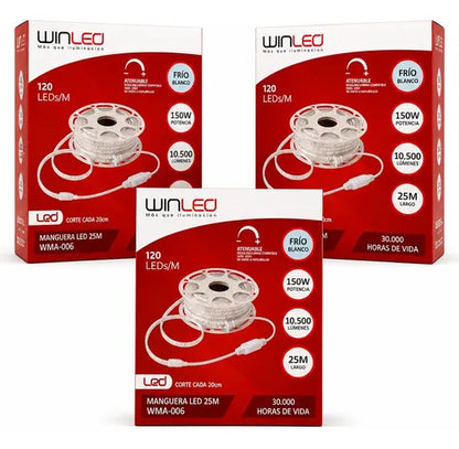 WMA-006-3 3CAJAS DE MANGUERA LED 150W 25M BLANCO FRIO