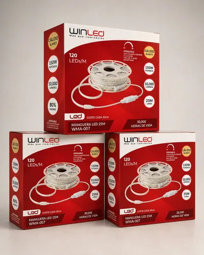 WMA-007-3 3 CAJAS DE MANGUERA LED 150W 25M BLANCO CÁLIDO