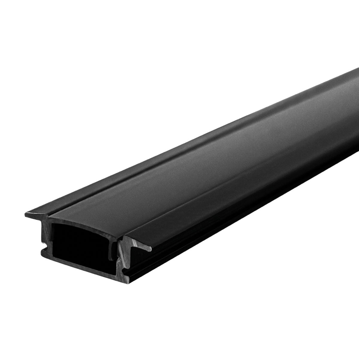 WPE-202 – PERFIL DE ALUMINIO NEGRO BORDE VISIBLE ANONIZADO SLIM EMPOTRABLE CON CUBIERTA PC AHUMADA PARA TIRA LED COB