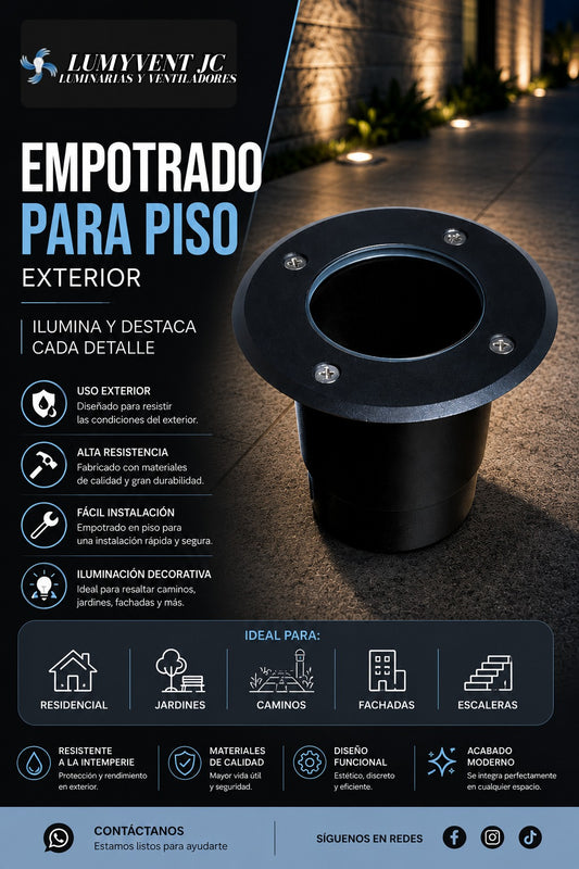 ADE-211 EMPOTRABLE PISO EXTERIOR NEGRO GU10