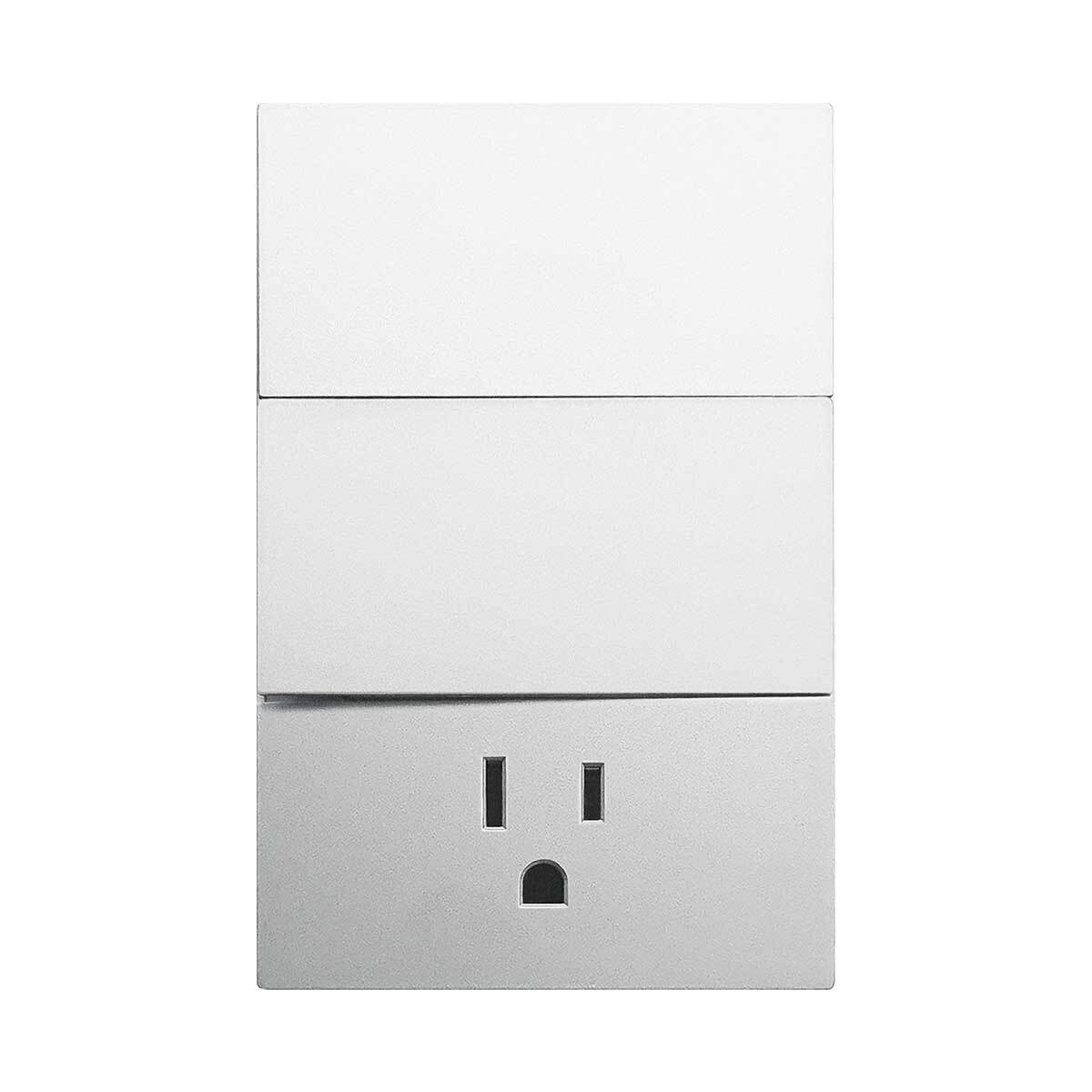 APL-706 CAJA DE 10 PIEZAS DE PLACA LUXURY DE CONTACTO Y APAGADOR 2 INTERRUPTORES 3 VÍAS COLOR BLANCO