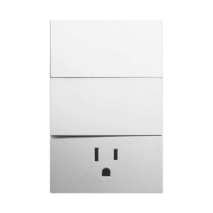 APL-706 CAJA DE 10 PIEZAS DE PLACA LUXURY DE CONTACTO Y APAGADOR 2 INTERRUPTORES 3 VÍAS COLOR BLANCO