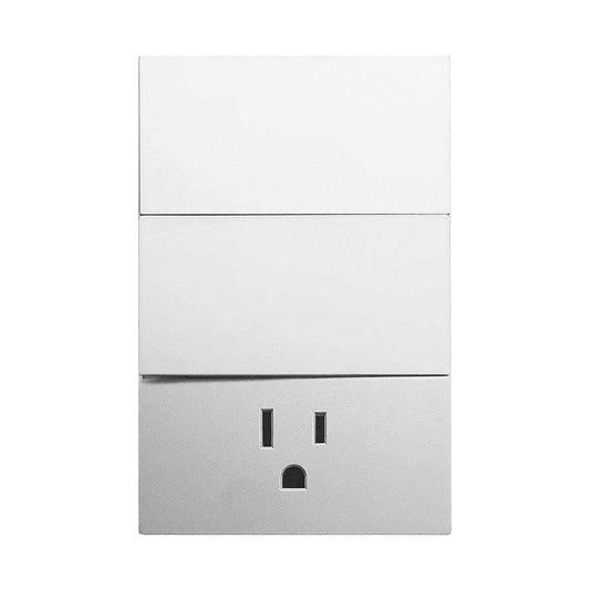 APL-706 PLACA LUXURY DE CONTACTO Y APAGADOR 2 INTERRUPTORES 3 VÍAS COLOR BLANCO - LumyventJC