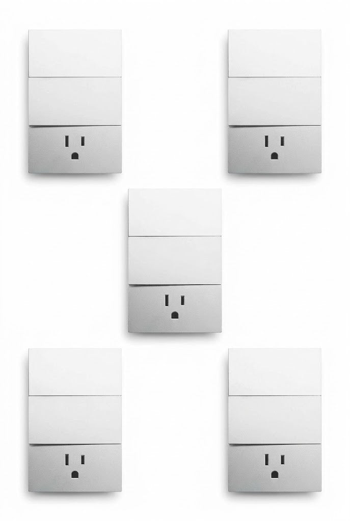 APL-706 5 PIEZAS DE PLACA LUXURY DE CONTACTO Y APAGADOR 2 INTERRUPTORES 3 VÍAS COLOR BLANCO