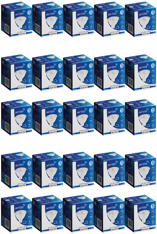 ALA-014 25 PIEZAS DE LÁMPARA LED SPOT MR16 7W ATENUABLE BLANCO FRÍO