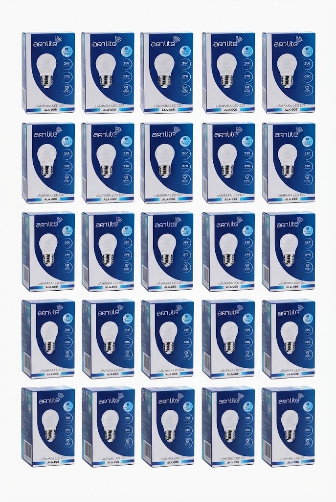 ALA-008 25 PIEZAS DE LAMPARA LED BULBO E26/E27 3W BLANCO FRÍO