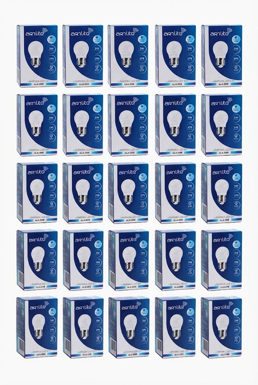 ALA-008 25 PIEZAS DE LAMPARA LED BULBO E26/E27 3W BLANCO FRÍO