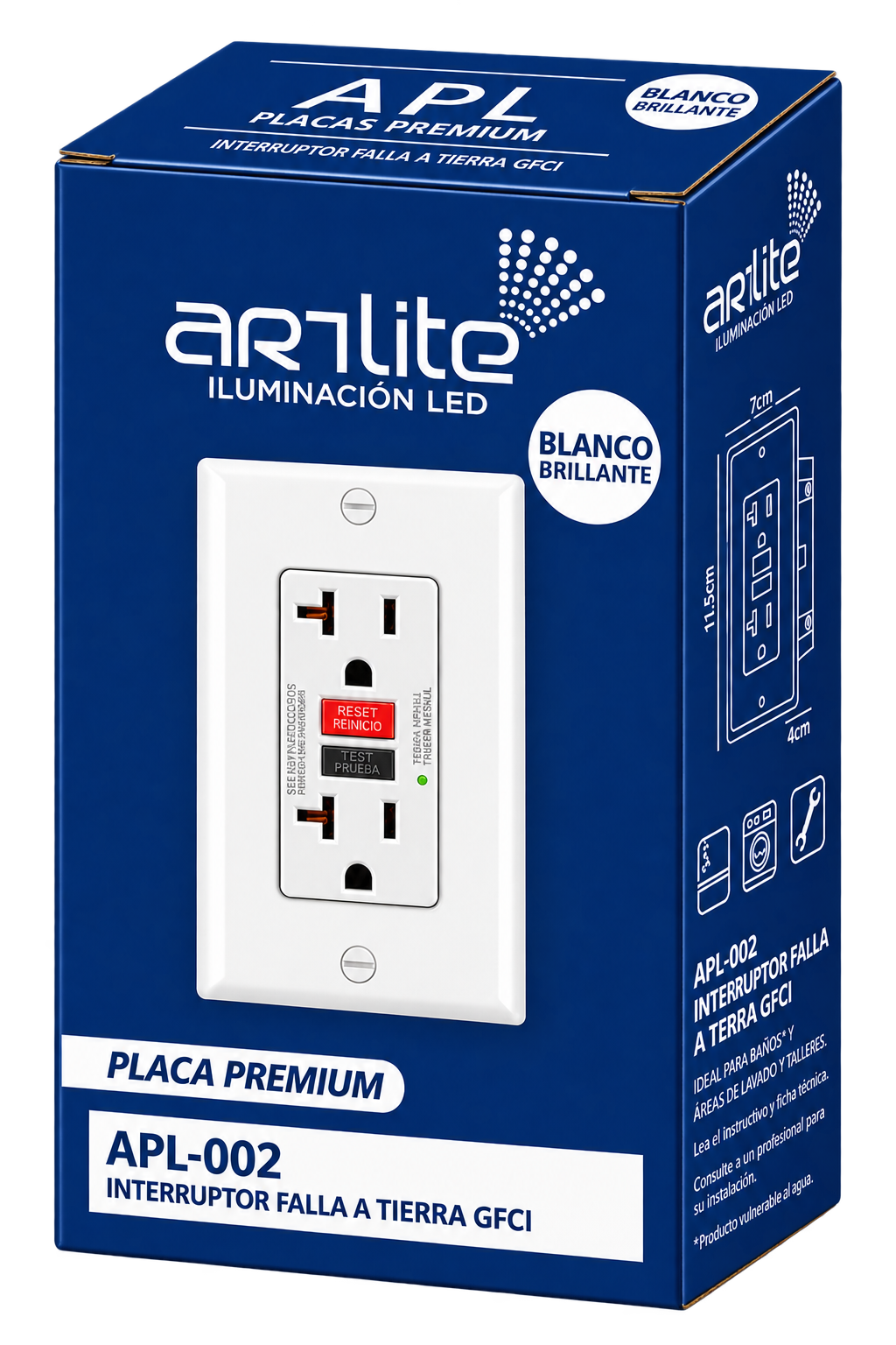 APL-002 INTERRUPTOR DE CIRCUITO DE FALLO A TIERRA GFCI 3 VÍAS, 2 CONECTORES 5-20R