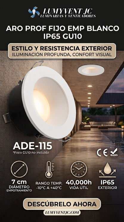 ADE-115 ARO PROF FIJO EMP BLANCO IP65 GU10