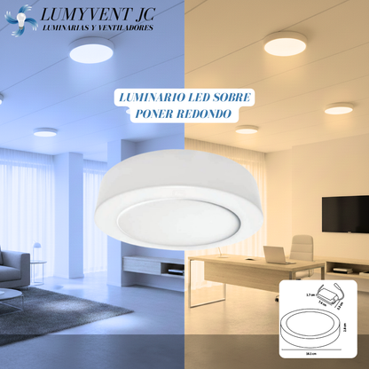 PANEL LED REDONDO SOBREPONER BLANCO CÁLIDO 12W