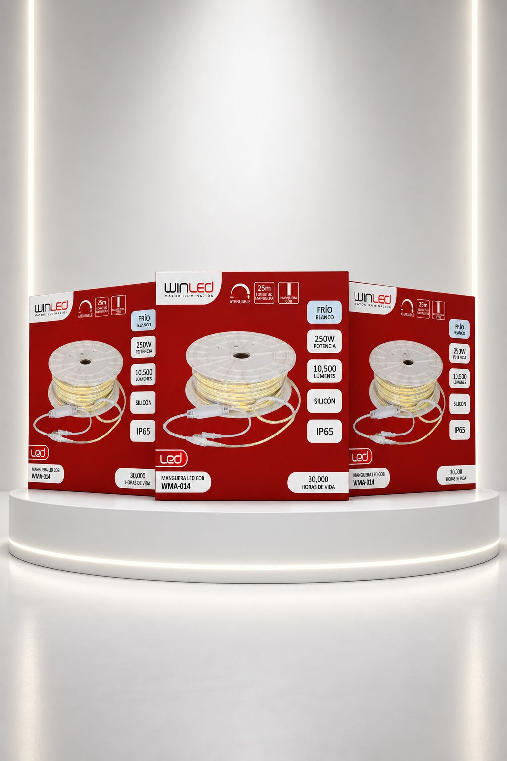 WMA-014-3 3 CAJAS DE MANGUERA LED COB 250W 25M EXT. BLANCO FRÍO