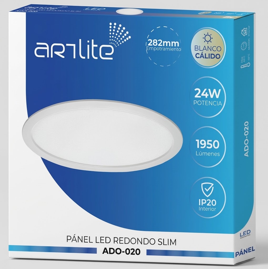 ADO-020 PANEL LED REDONDO SLIM 24W BLANCO CÁLIDO - LumyventJC