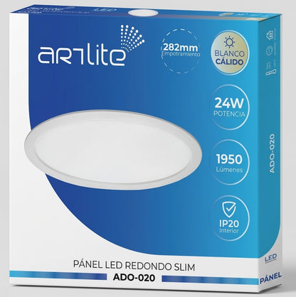 ADO-020 PANEL LED REDONDO SLIM 24W BLANCO CÁLIDO - LumyventJC