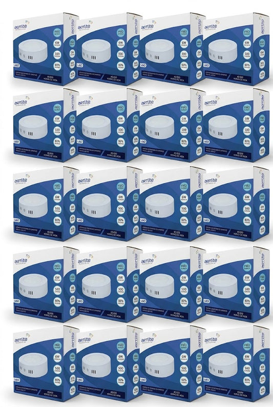 ADO-015 20 PIEZAS DE PÁNEL LED REDONDO SOBREPONER 6W BLANCO FRÍO