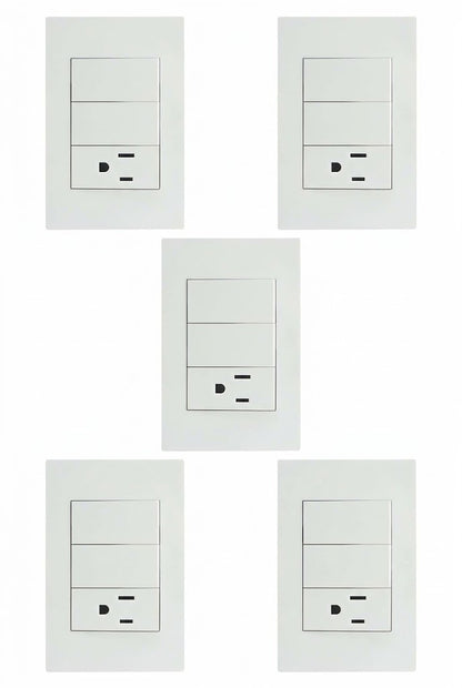 APL-206 5 PIEZAS DE PLACA DE CONTACTO Y APAGADOR DE 2 INTERRUPTOR Y 3 VÍAS