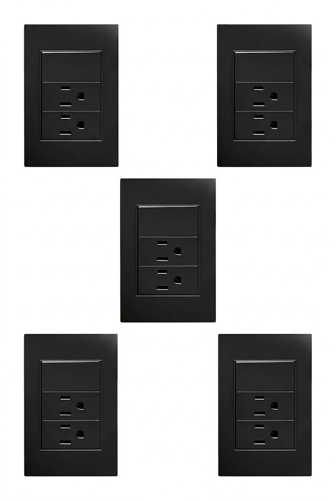 APL-315 5 PIEZAS DE PLACA NEGRA DE DOS CONTACTOS Y UNAPAGADOR DE 1 INTERRUPTOR 3 VÍAS