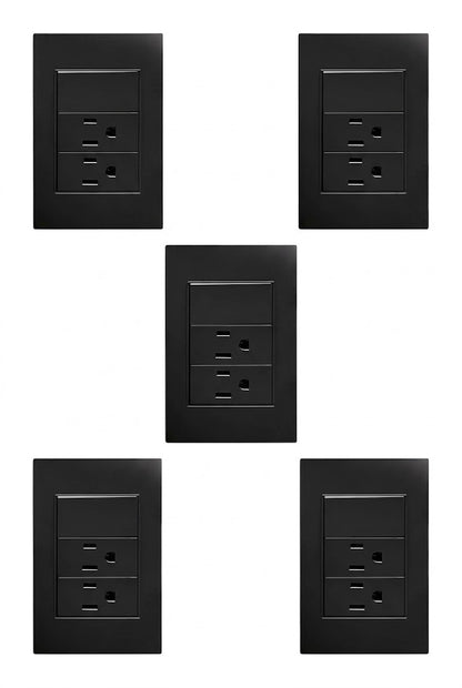 APL-315 5 PIEZAS DE PLACA NEGRA DE DOS CONTACTOS Y UNAPAGADOR DE 1 INTERRUPTOR 3 VÍAS