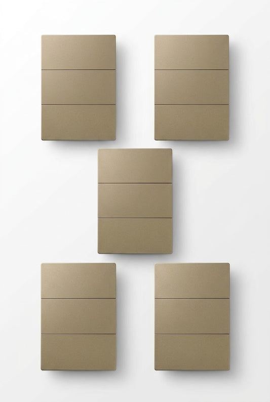 APL-503 5 PIEZAS DE PLACA LUXURY APAGADOR DE 3 INTERRUPTORES 3 VÍAS COLOR ORO - LumyventJC