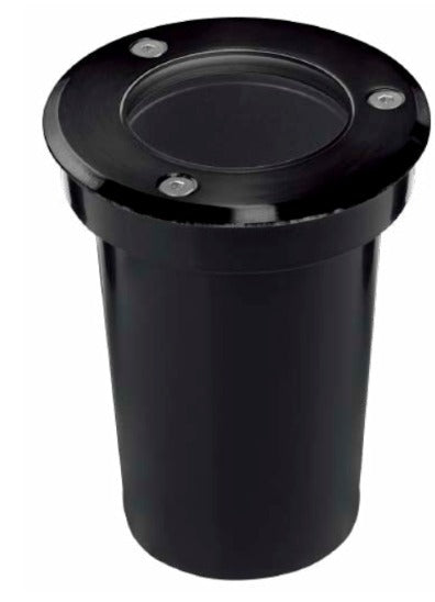 ADE-201 EMPOTRABLE PISO PLÁSTICO NEGRO Y VIDRIO TEMPLADO EXTERIOR BASE GU10