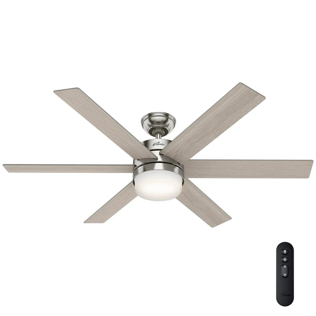 50199 Ventilador de Techo Kempton Niquel Cepillado con Luz 54 Pulgadas