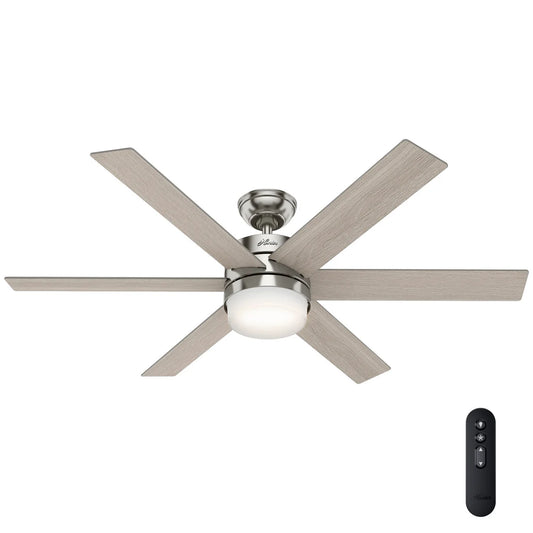 50199 Ventilador de Techo Kempton Niquel Cepillado con Luz 54 Pulgadas