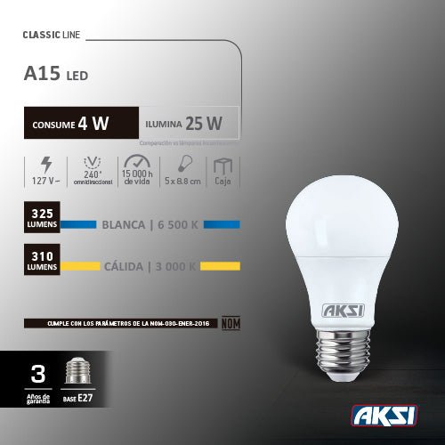 LED A15 4 W (Luz Cálida) - LumyventJC