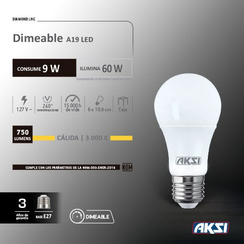 LED Dimeable A19 9W - LumyventJC