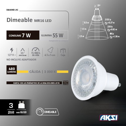 Led dimeable MR16 7W Dicroico - LumyventJC