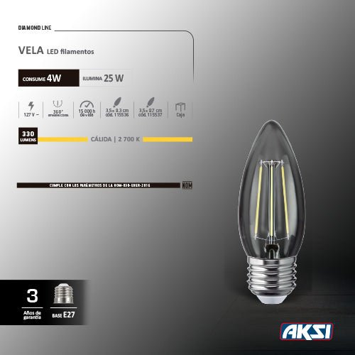 LED Filameno Tipo Vela 4 W - LumyventJC
